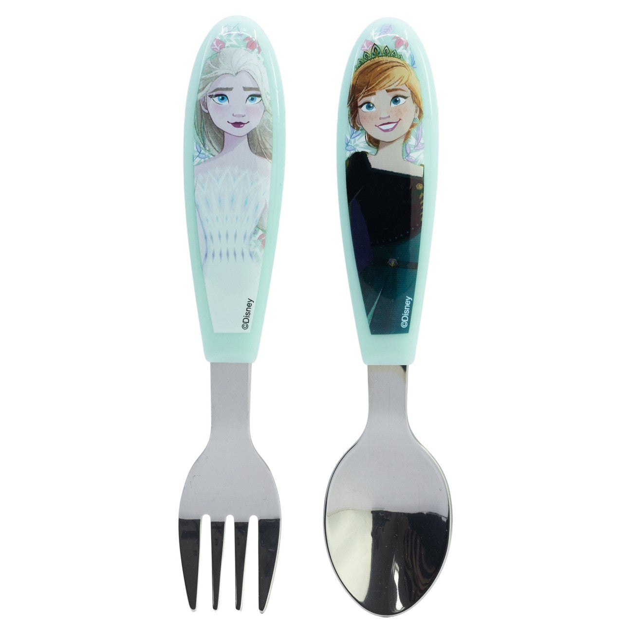 Set de 2 cubiertos metálicos Frozen Anna y Elsa (cuchara tenedor)