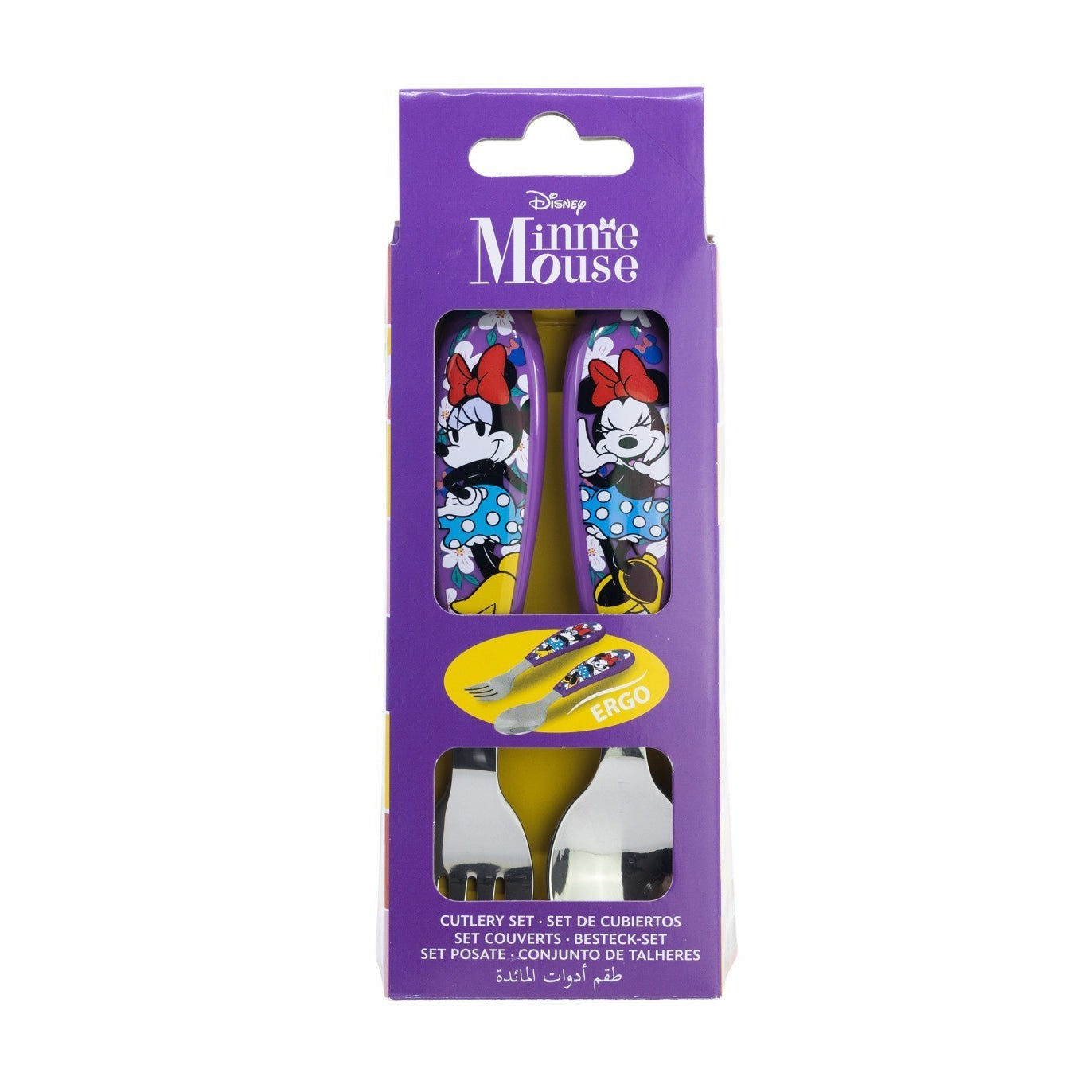 Set de 2 cubiertos metálicos Minnie Mouse Disney (cuchara y tenedor)