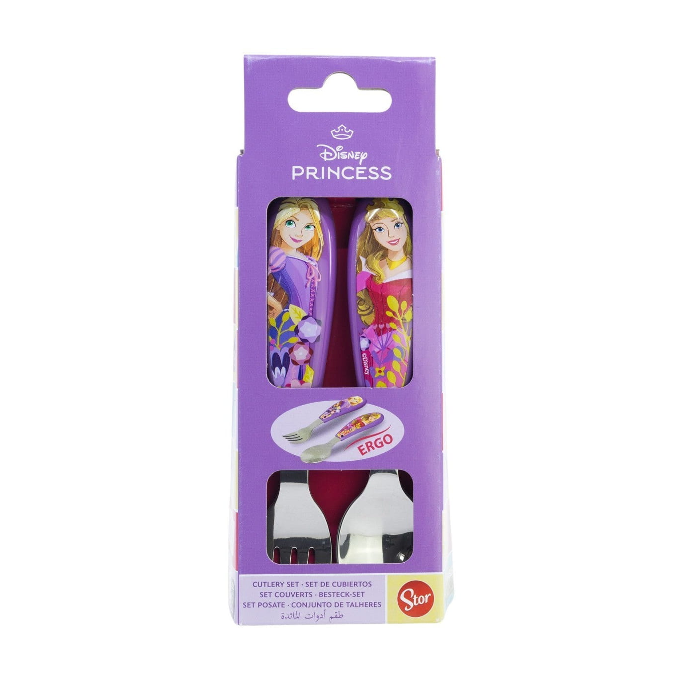 Set de 2 cubiertos metálicos Princesas Disney (cuchara y tenedor)