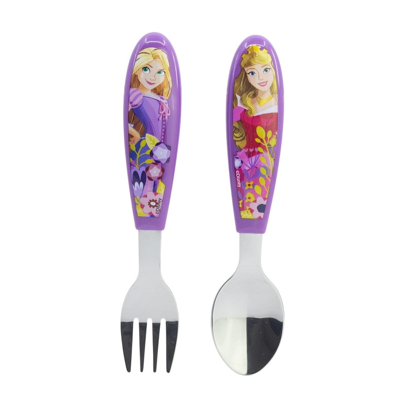 Set de 2 cubiertos metálicos Princesas Disney (cuchara y tenedor)