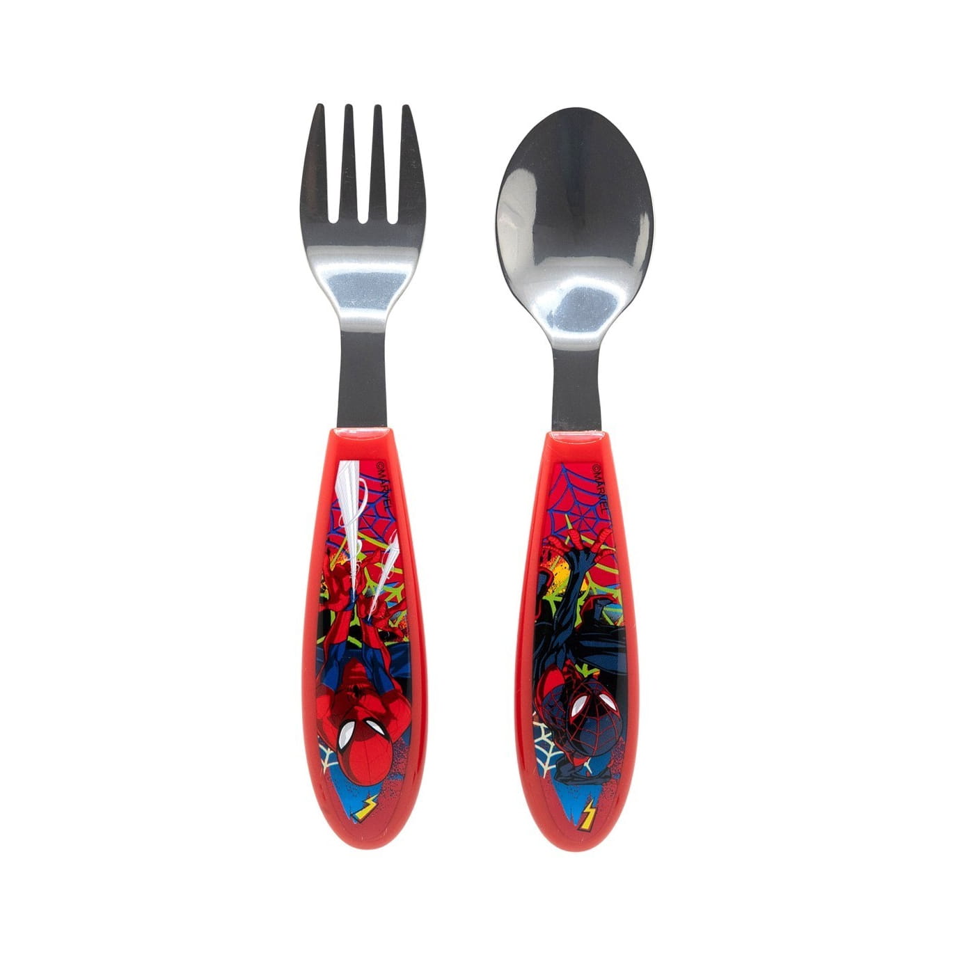 Set de 2 cubiertos metálicos Spiderman Marvel (cuchara y tenedor)
