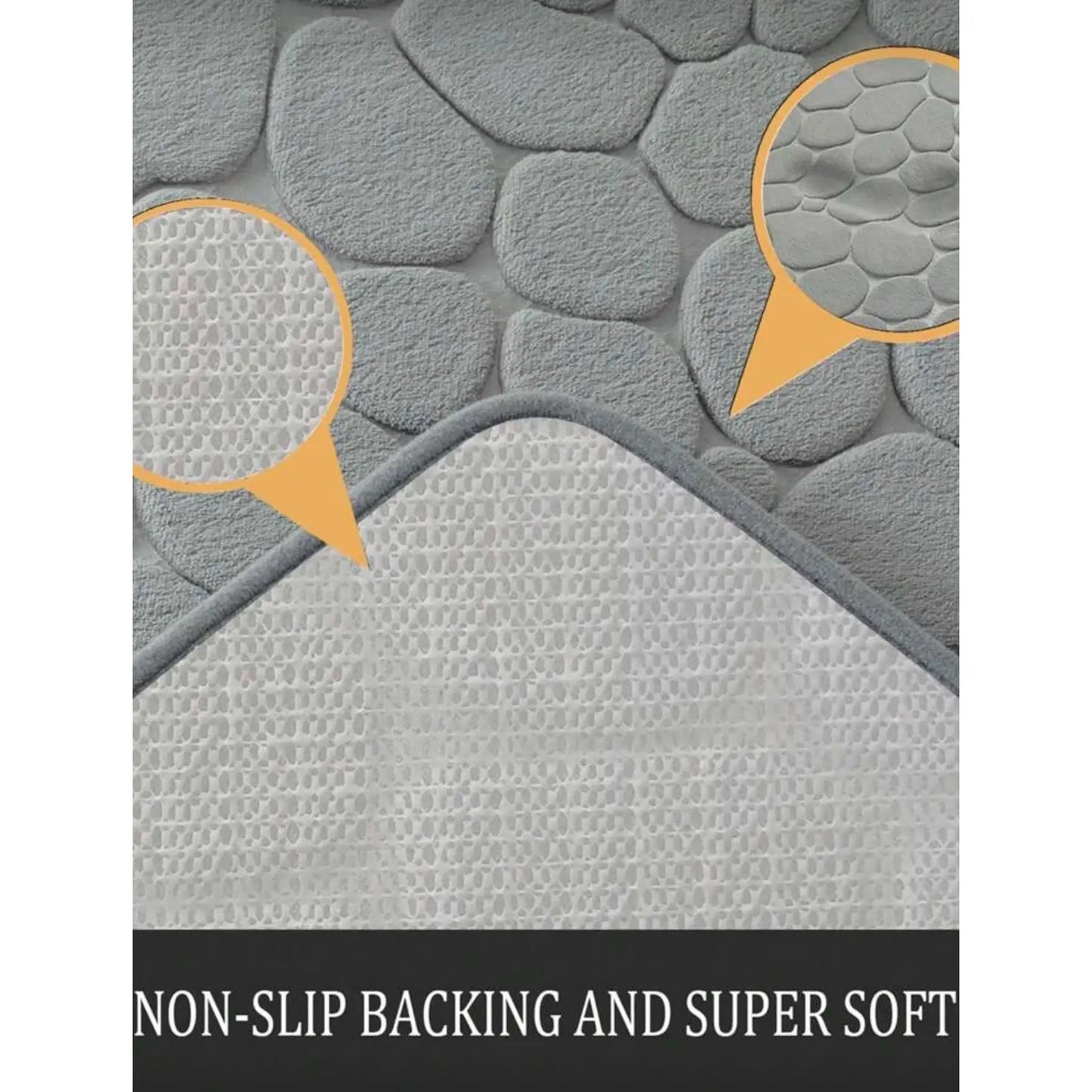 Set 3 alfombras de baño antideslizante efecto piedra gris - Alfombra