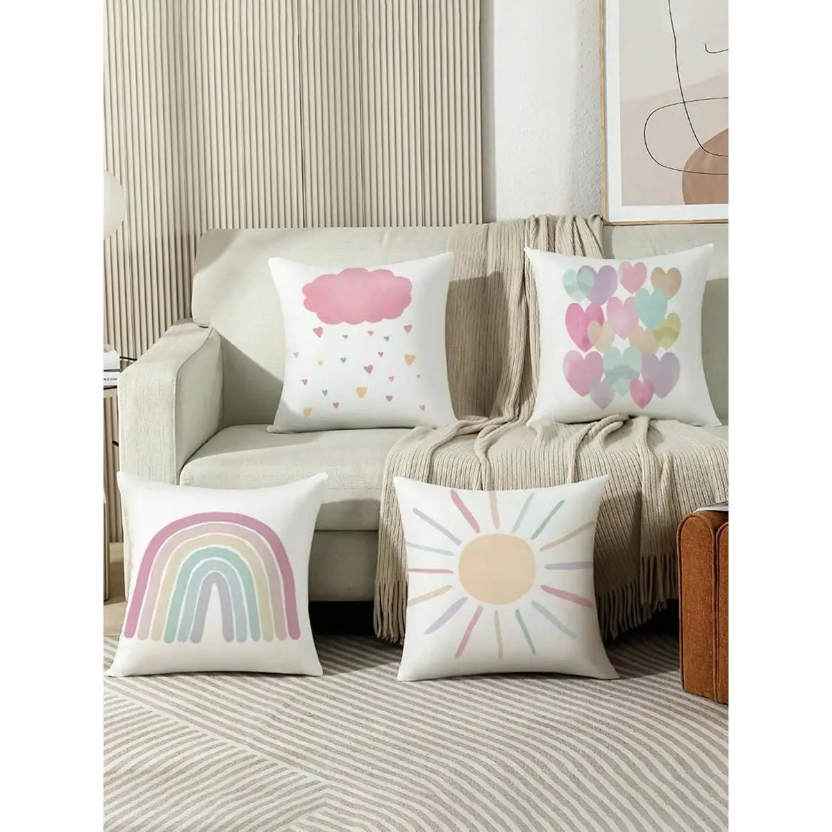 Set 4 fundas de cojín 45x45cm poliéster tacto suave - Funda Cojin