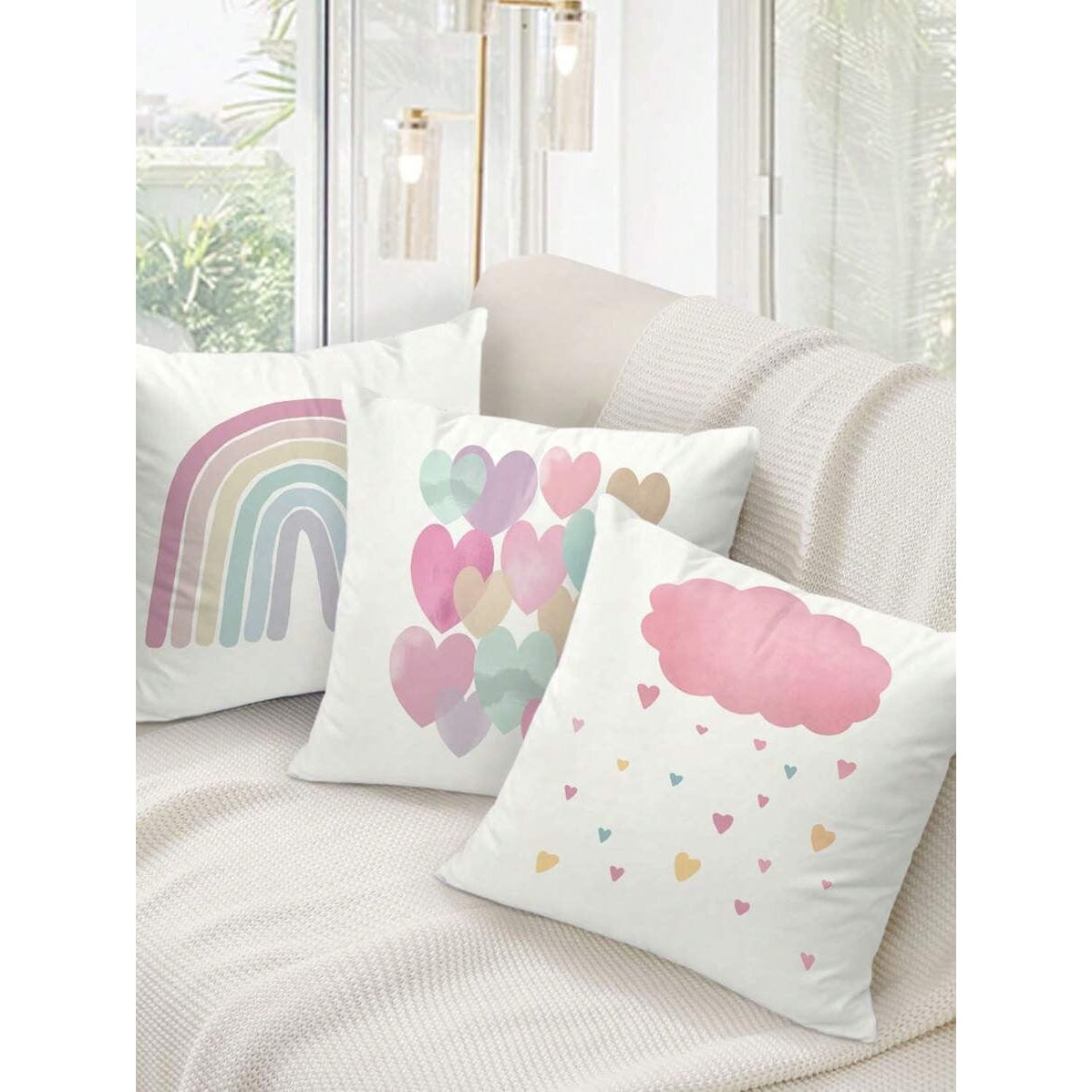 Set 4 fundas de cojín 45x45cm poliéster tacto suave - Funda Cojin