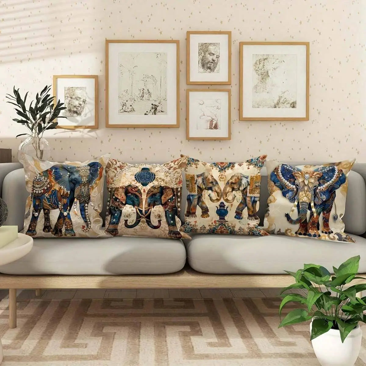 Set 4 fundas de cojín 45x45cm poliéster tacto suave - Funda Cojin