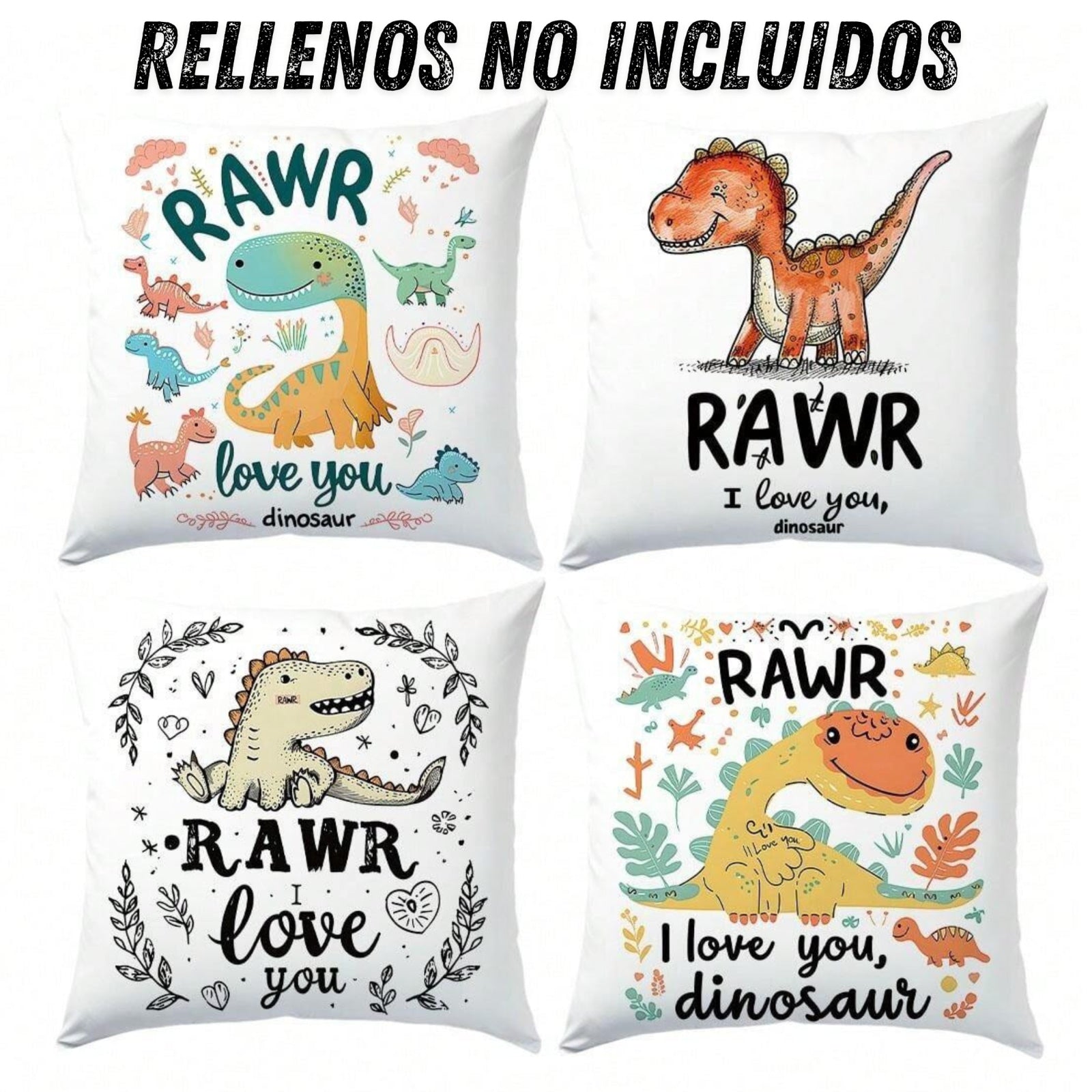 Set 4 fundas de cojín 45x45cm poliéster tacto suave - Funda Cojin
