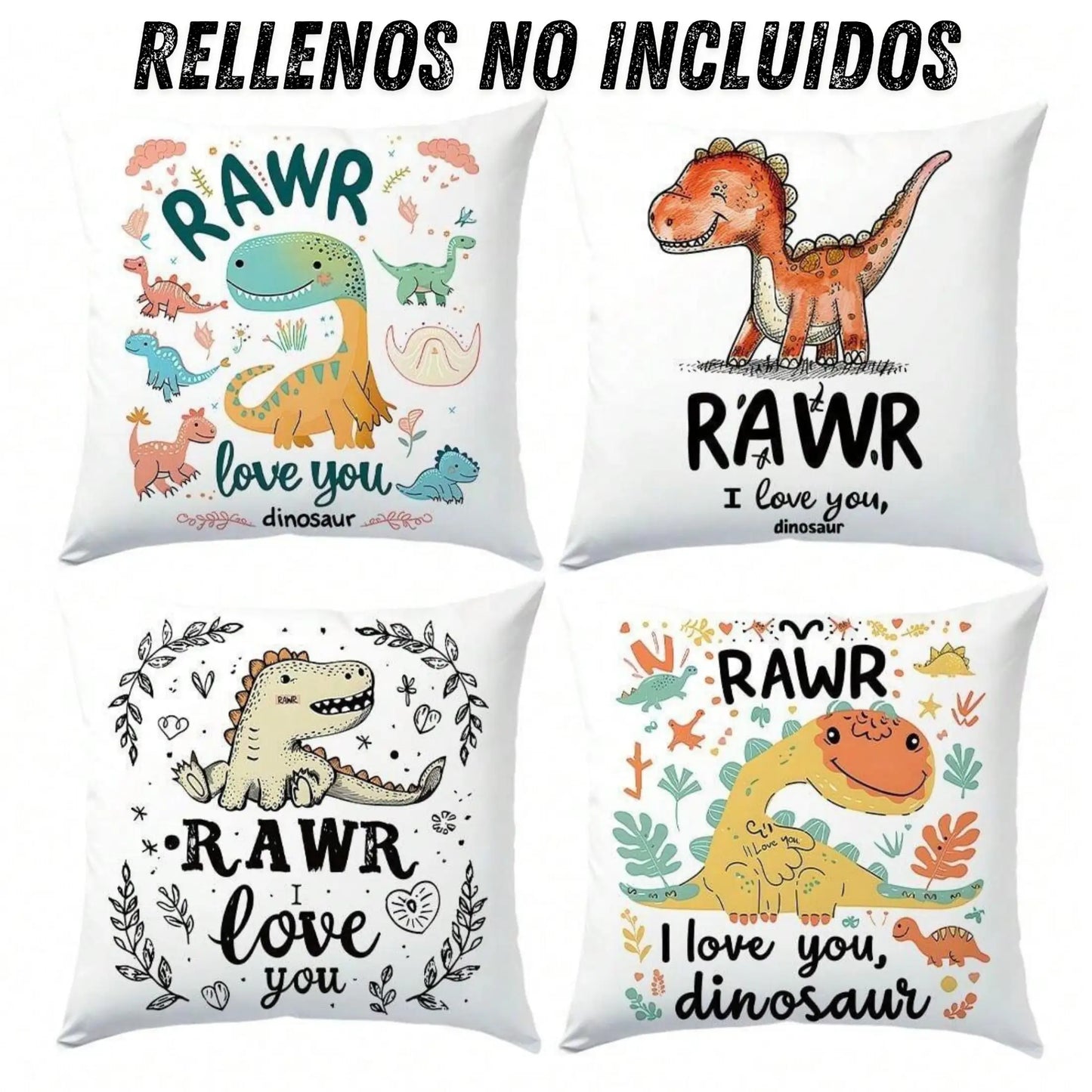 Set 4 fundas de cojín 45x45cm poliéster tacto suave - Funda Cojin