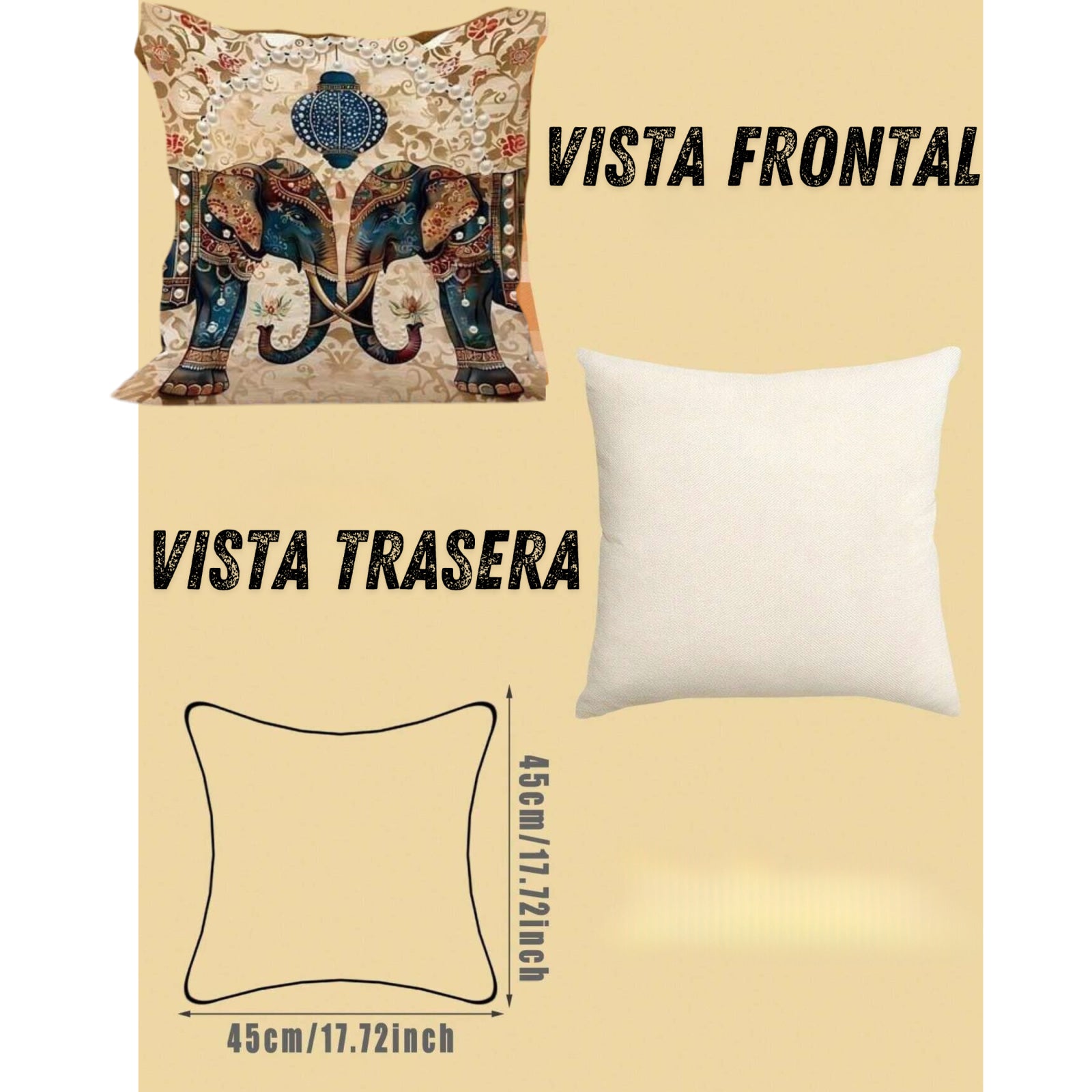 Set 4 fundas de cojín 45x45cm poliéster tacto suave - Funda Cojin