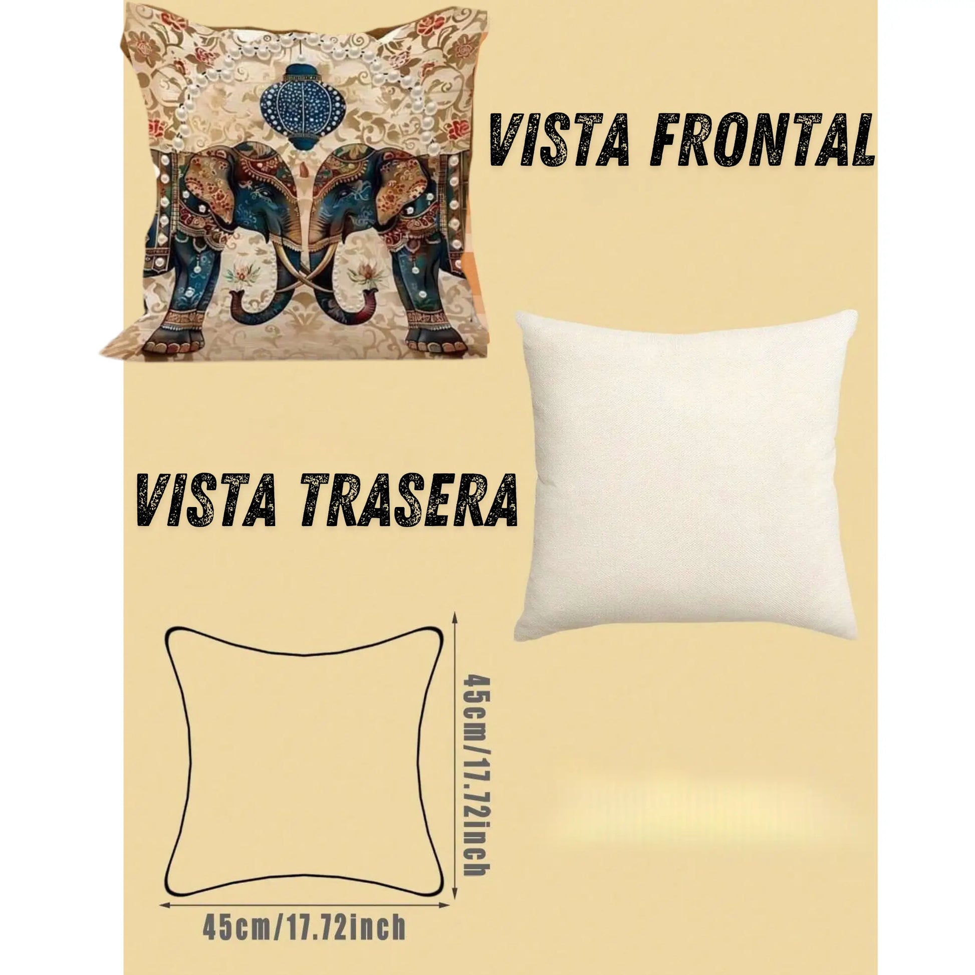 Set 4 fundas de cojín 45x45cm poliéster tacto suave - Funda Cojin