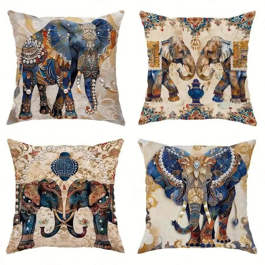 Set 4 fundas de cojín 45x45cm poliéster tacto suave - Funda Cojin