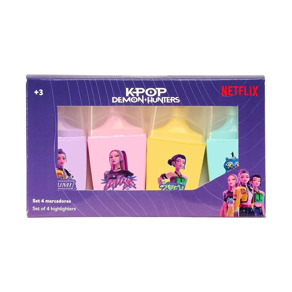 Set 4 rotuladores fluorescentes K-POP Demon Hunters - Huntrix