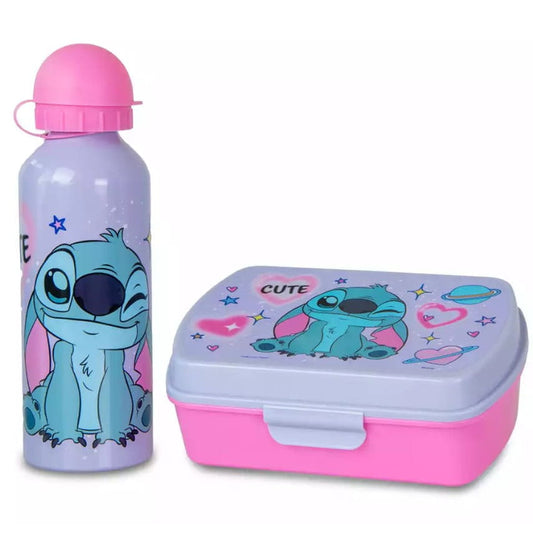Set de cantimplora aluminio 500ml + Sandwichera Stitch - Botella