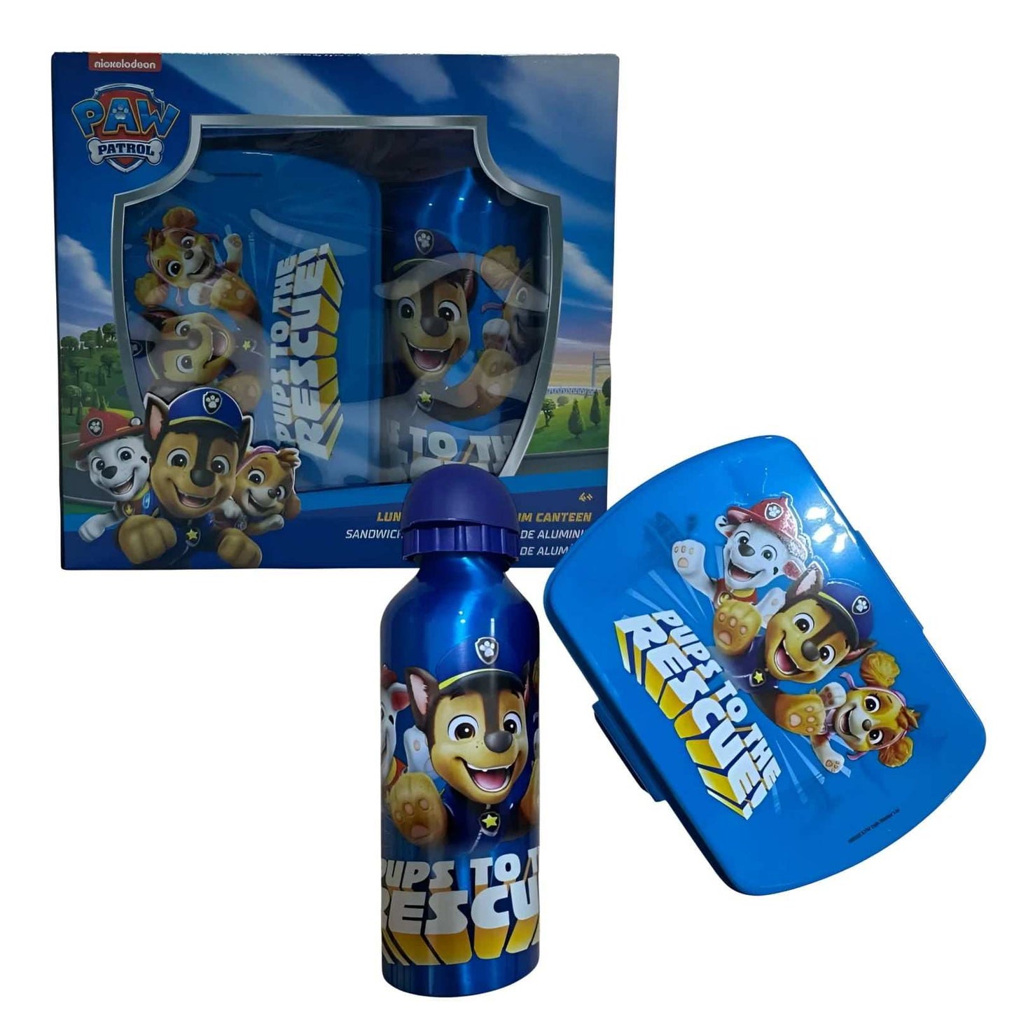 Set de cantimplora aluminio 500 ml con sandwichera de Patrulla Canina