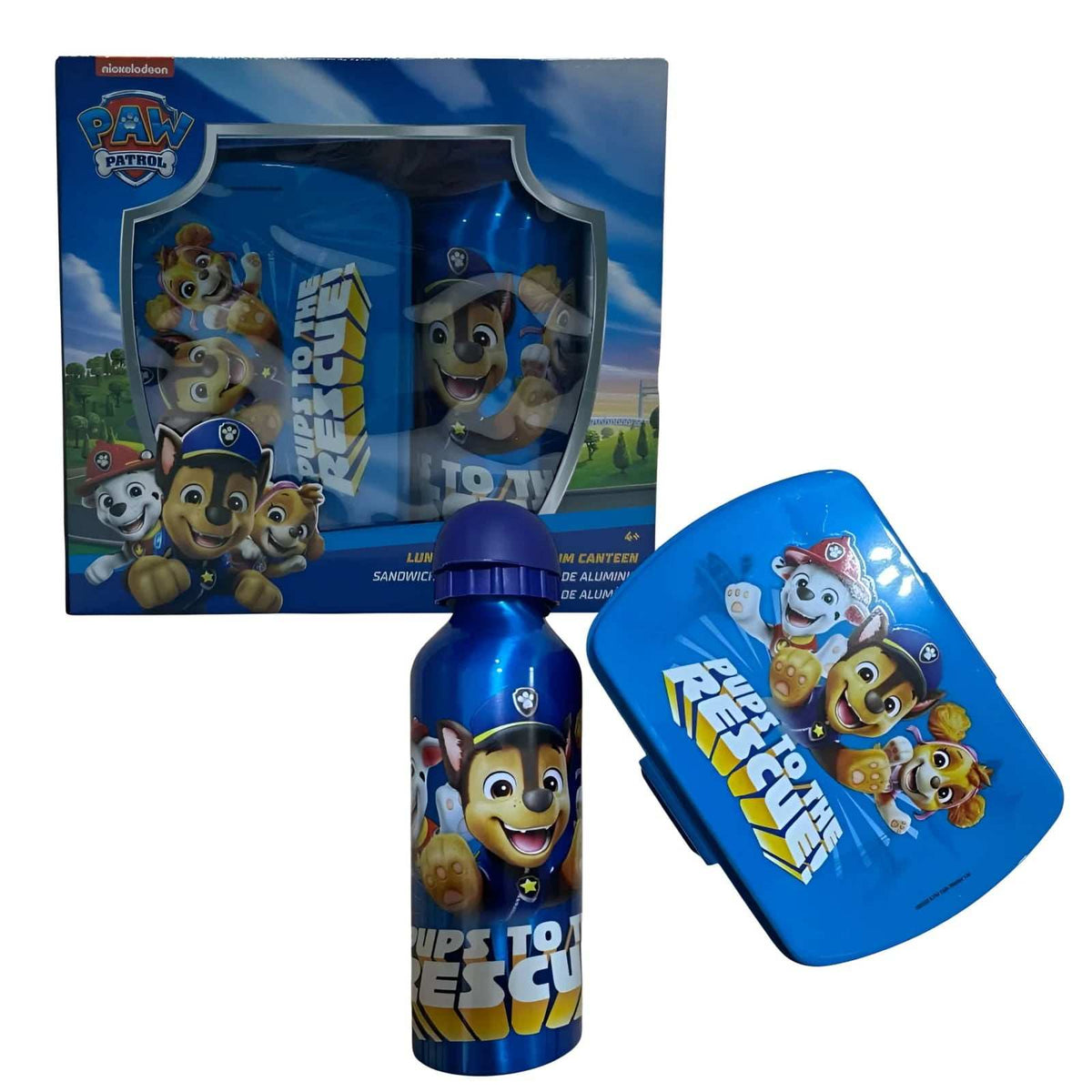 Set de cantimplora aluminio 500 ml con sandwichera de Patrulla Canina