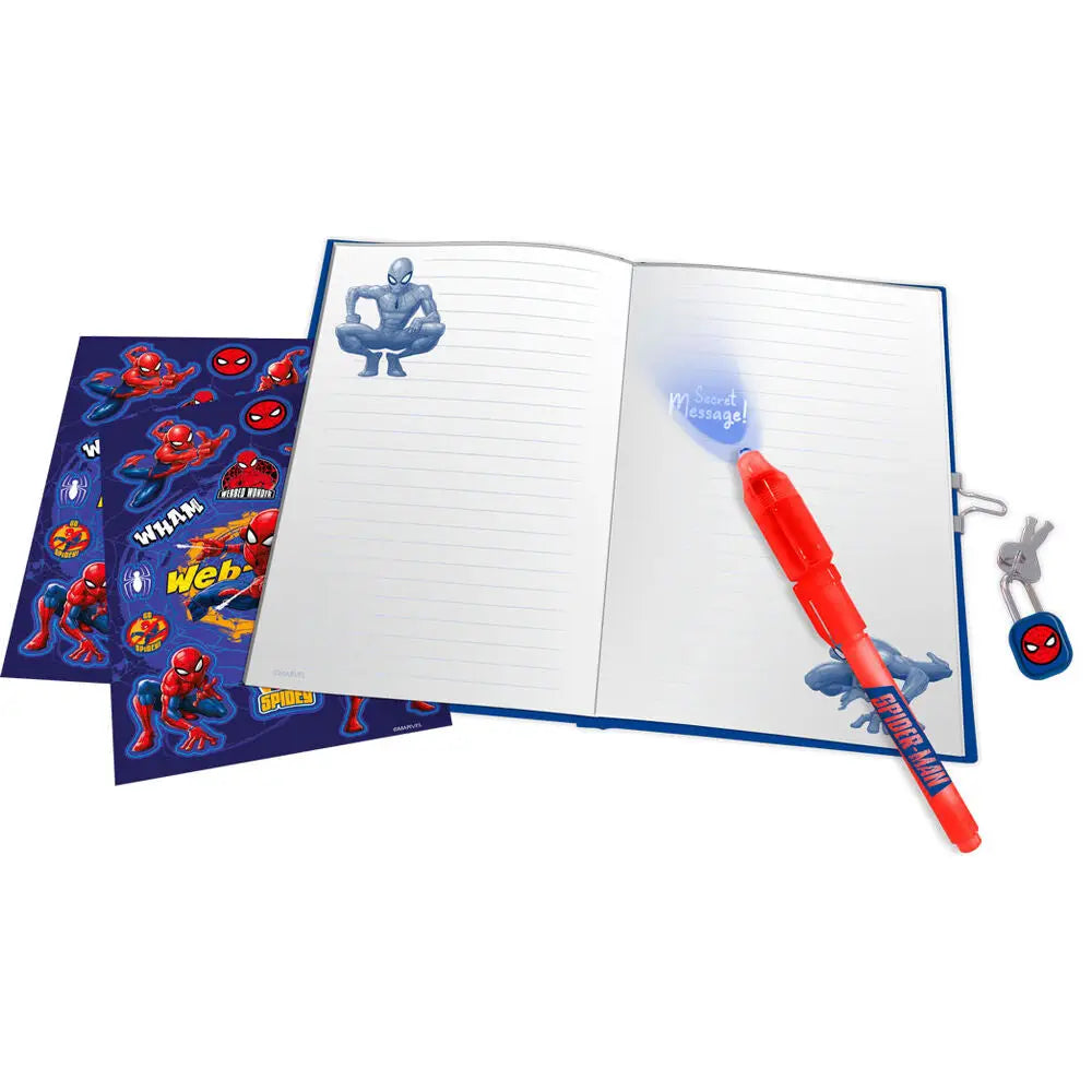 Set diario secreto y bolígrafo de tinta mágica SPIDERMAN
