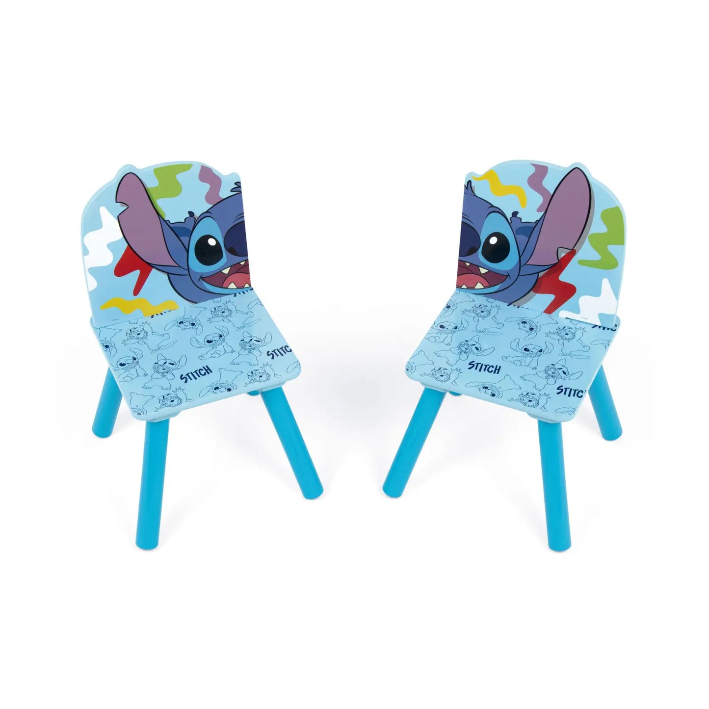 Set mesa y dos sillas infantiles Stitch Disney de madera para niños - conjunto