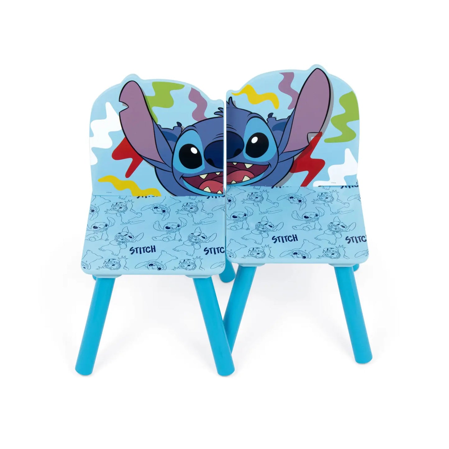 Set mesa y dos sillas infantiles Stitch Disney de madera para niños - conjunto