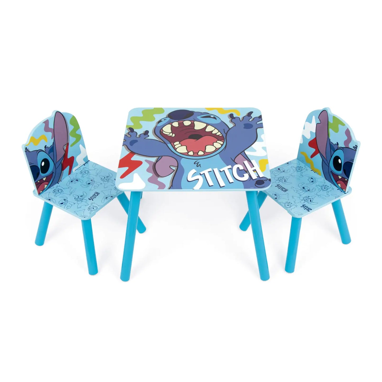 Set mesa y dos sillas infantiles Stitch Disney de madera para niños - conjunto