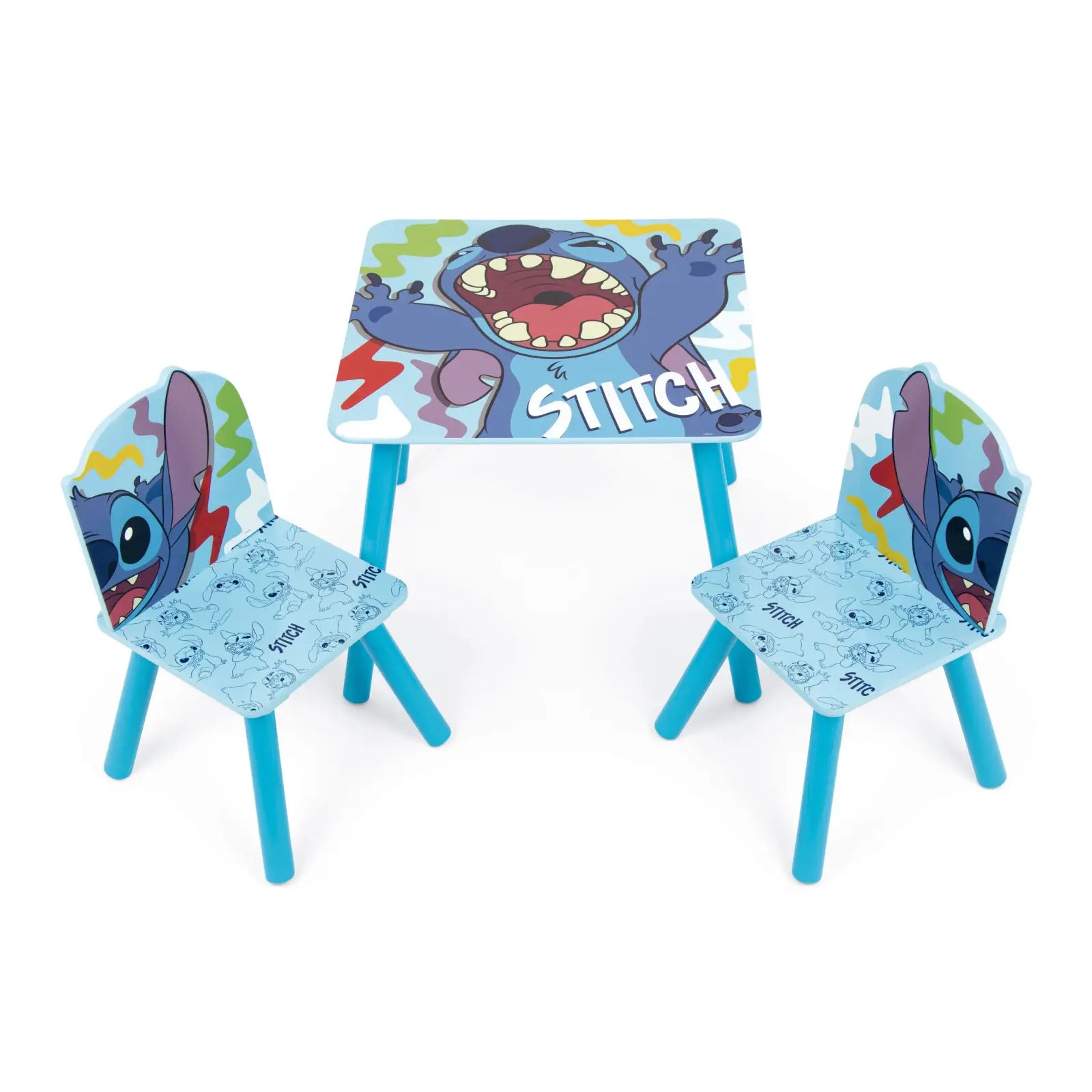 Set mesa y dos sillas infantiles Stitch Disney de madera para niños - conjunto
