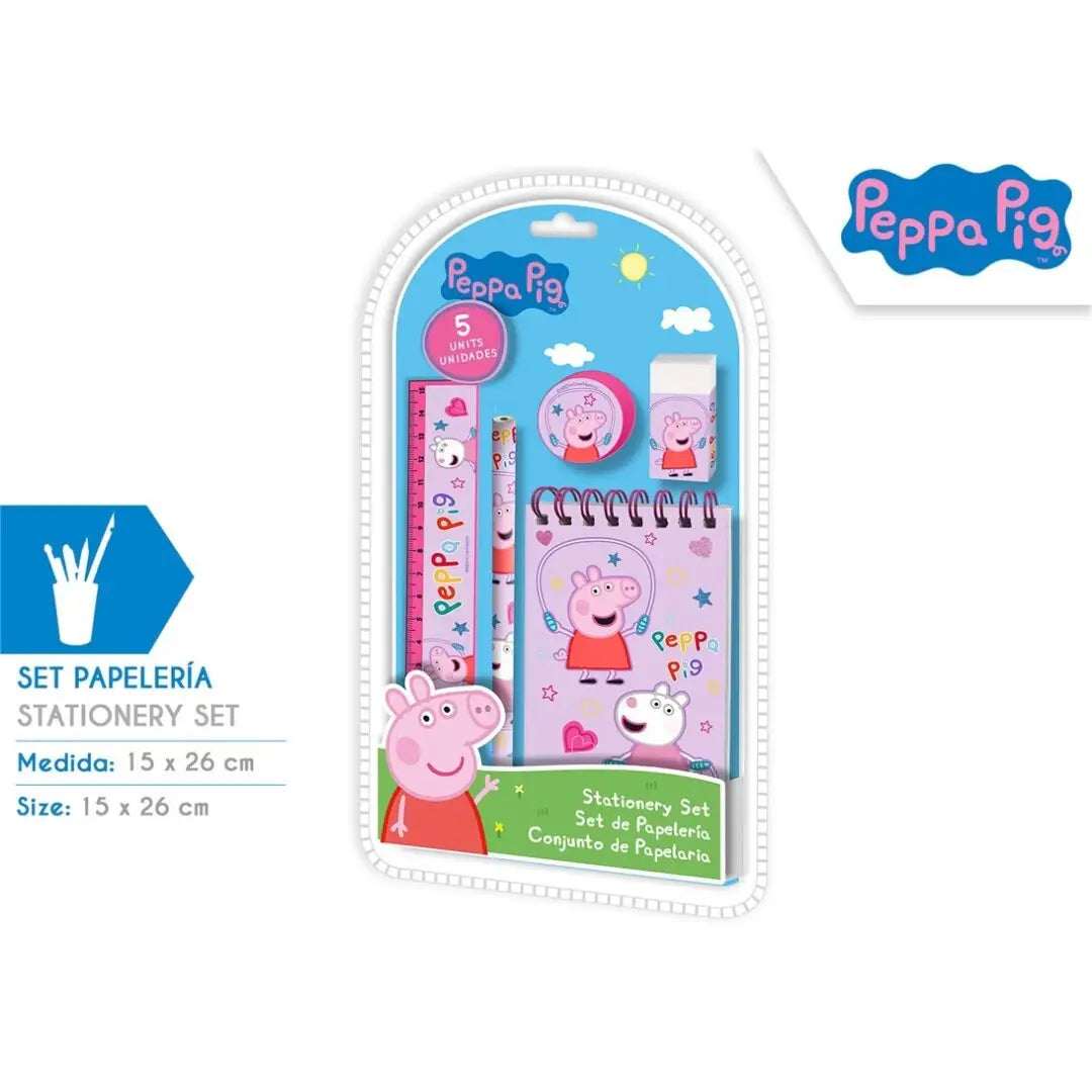 Set de Papelería Peppa Pig 5 Piezas - Material Escolar Infantil - papelería
