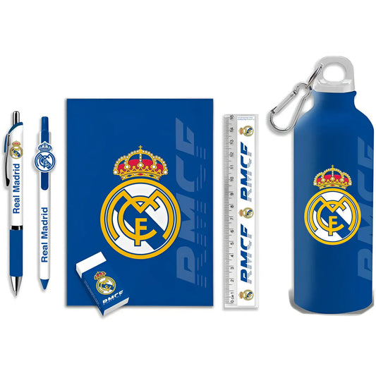 Set de papelería REAL MADRID con botella cantimplora aluminio - Botella