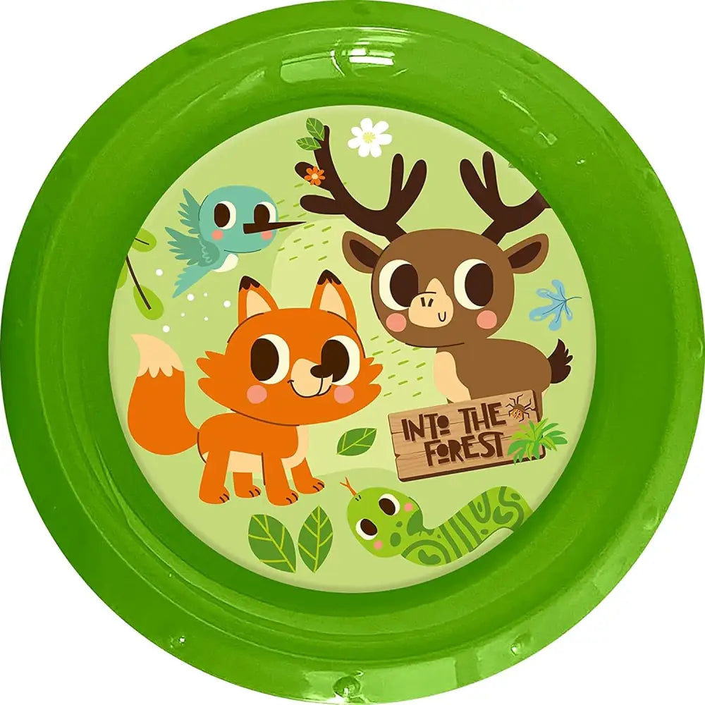 Set plato + bol + vaso animales del bosque plástico set