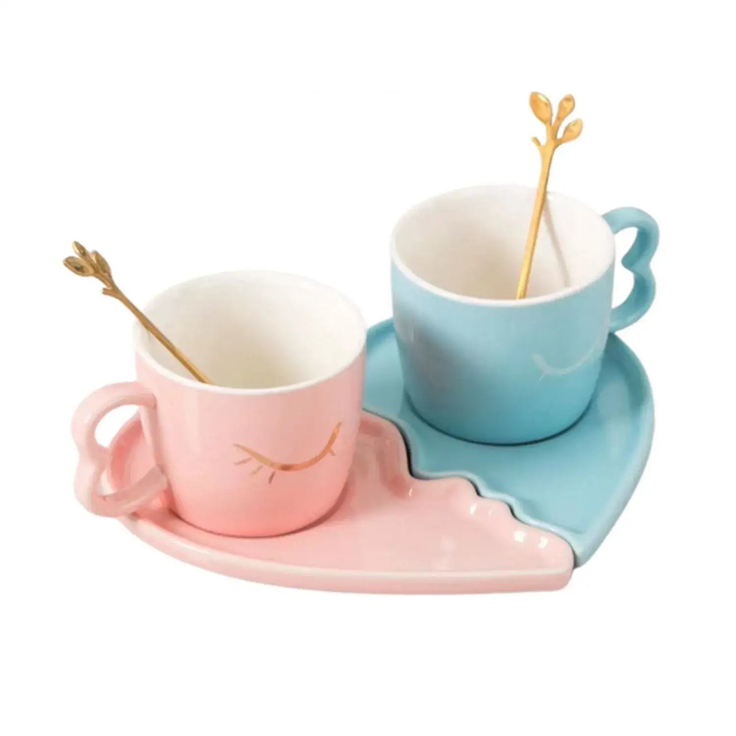 Set tazas rosa y azul forma de corazón para parejas - Alfombra baño