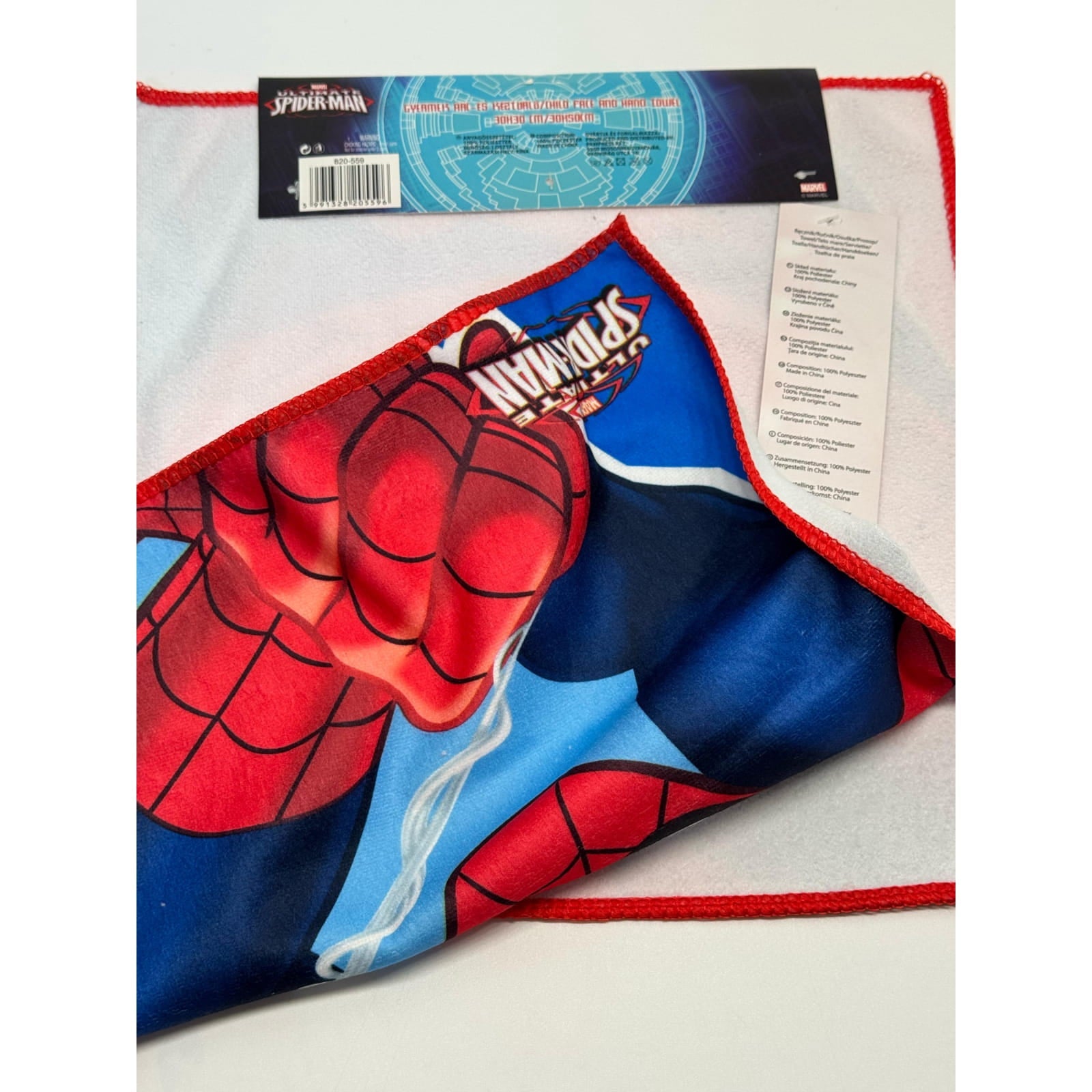 Set de toallas de microfibra Spiderman para cara y mano 30x30cm y 30x50cm