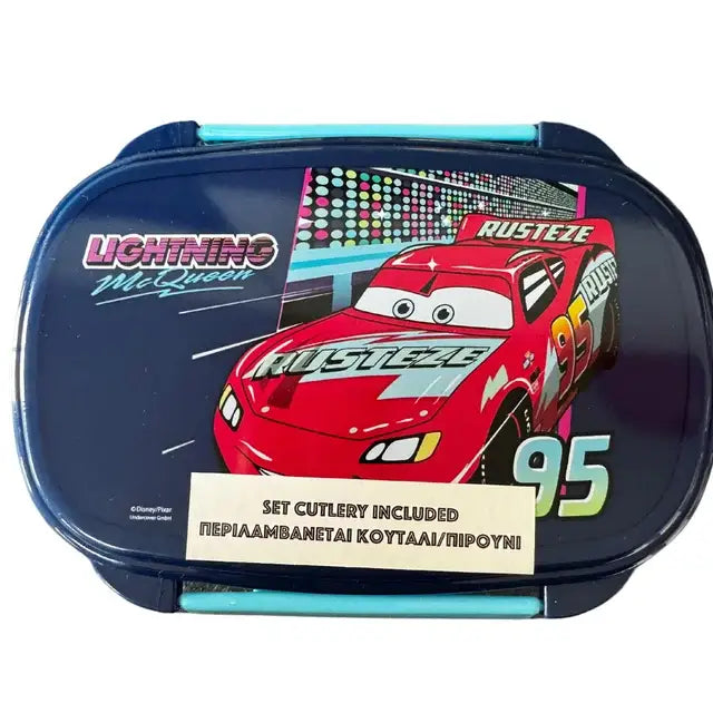 Set túper lonchera sandwichera con cubiertos Cars Tupper
