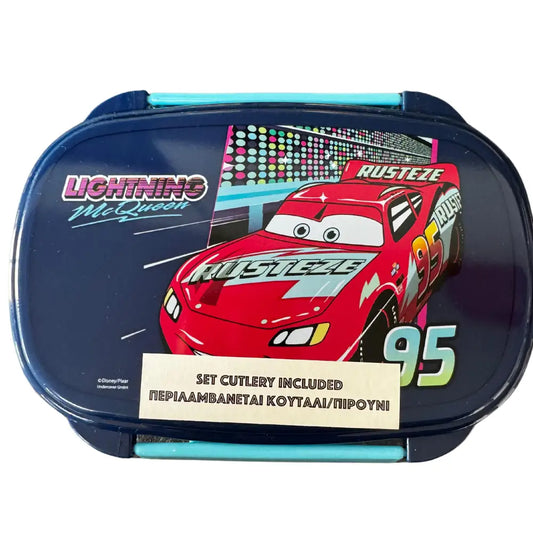Set túper lonchera sandwichera con cubiertos Cars Tupper