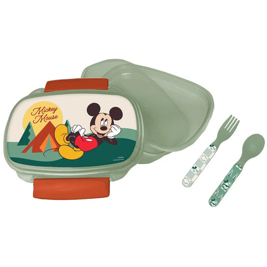 Set túper lonchera sandwichera con cubiertos Mickey Tupper