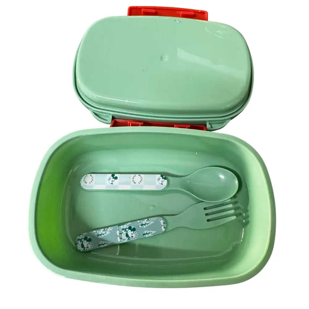Set túper lonchera sandwichera con cubiertos Mickey Tupper