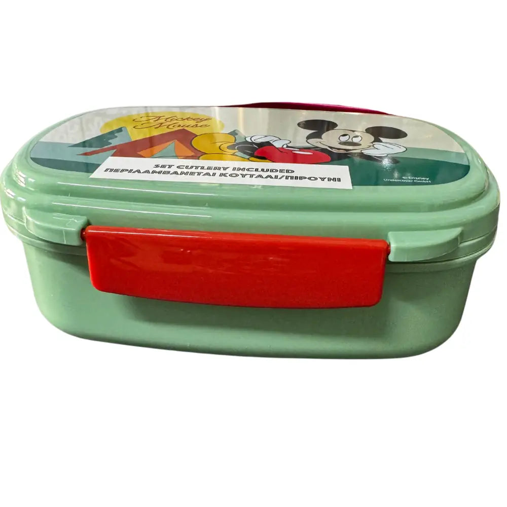 Set túper lonchera sandwichera con cubiertos Mickey Tupper