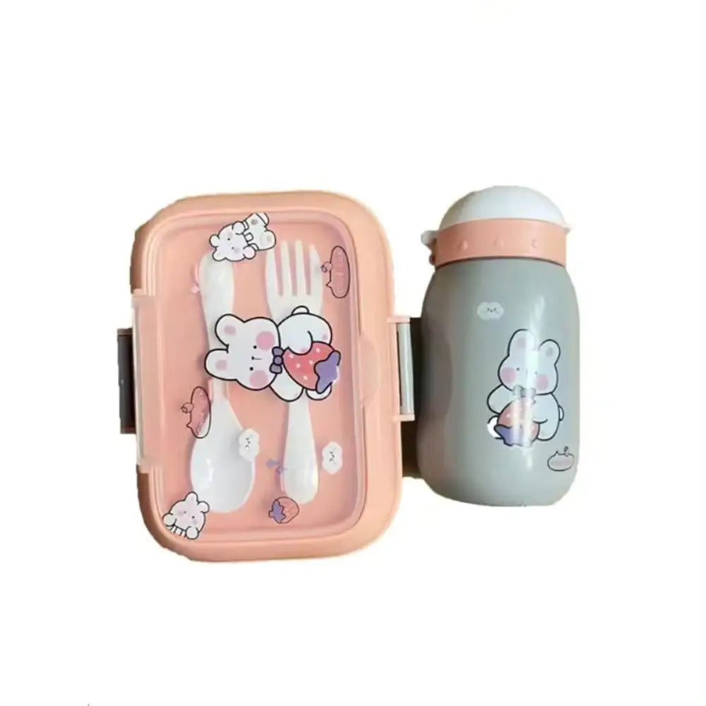 Set túper vaso y cubiertos infantil para almuerzo merienda Rosa Tuper