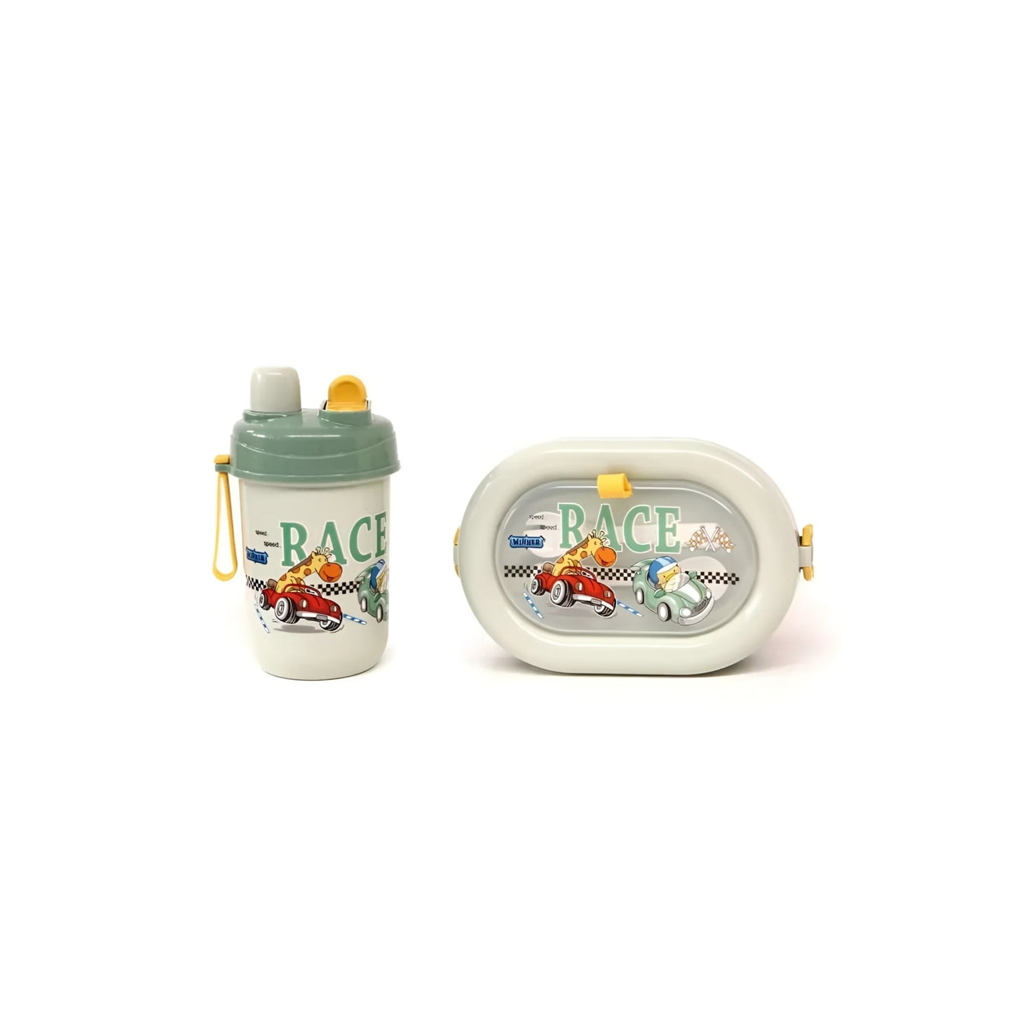 Set túper y vaso infantil para almuerzo merienda Verde - Tuper