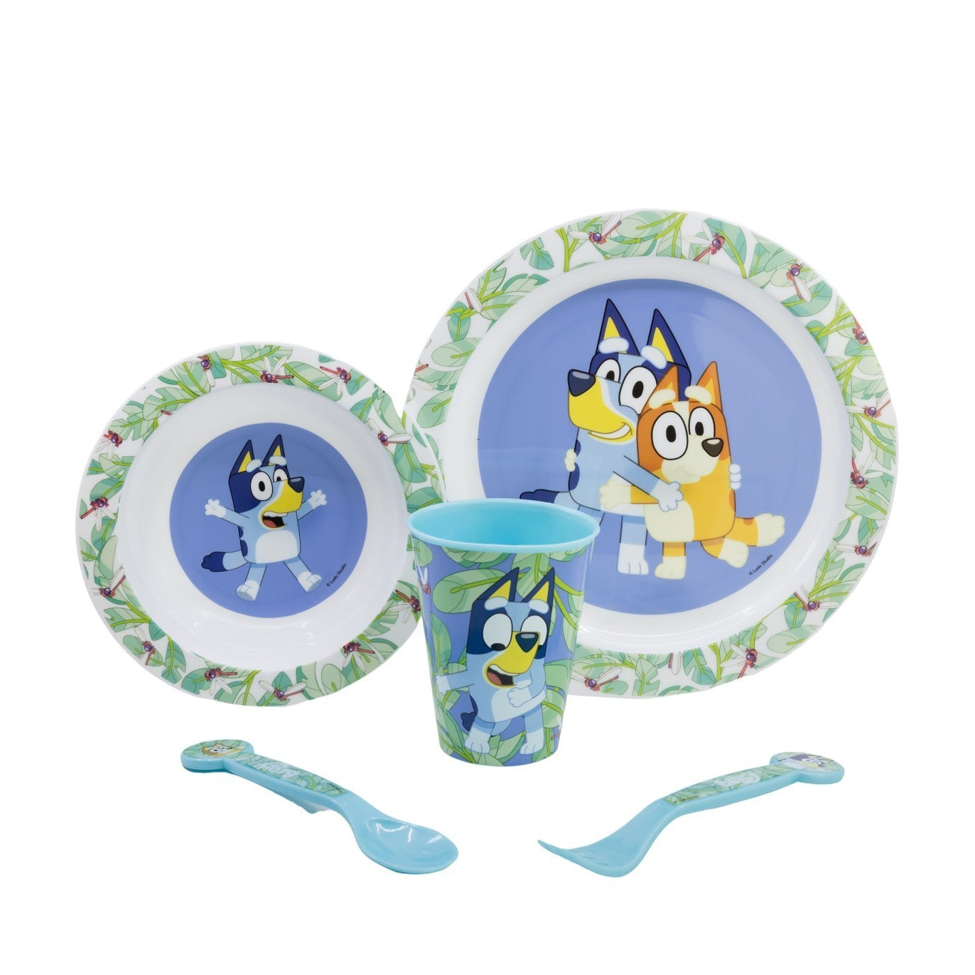 Set vajilla infantil micro Bluey y Bingo 5 piezas