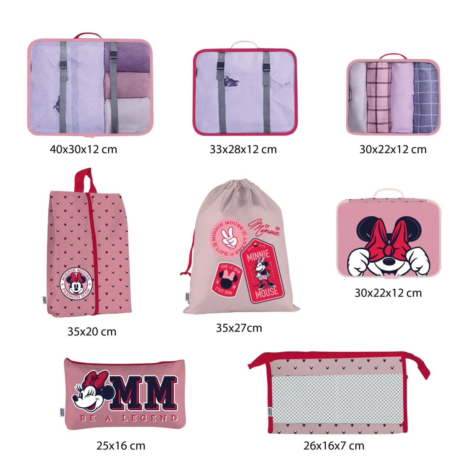 Set de viaje Organizador equipaje 8 piezas Minnie Mouse Disney