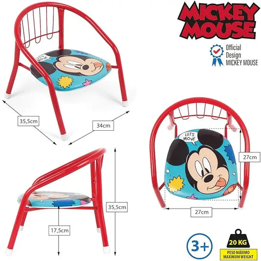 Silla Mickey Mouse infantil para interior exterior de metal 35.5x30x33.5CM