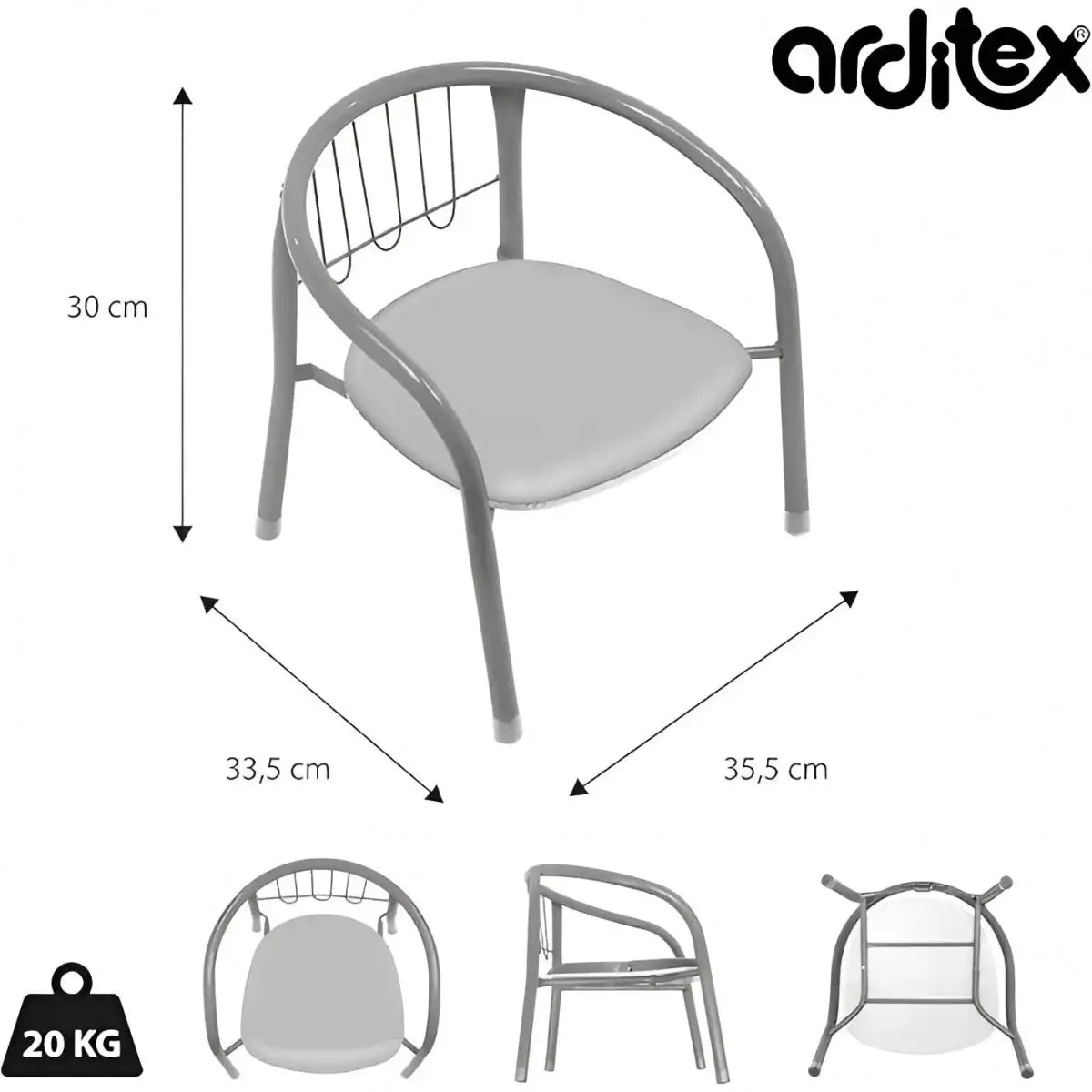 Silla Real Madrid CF infantil para interior exterior de metal 35.5x30x33.5CM