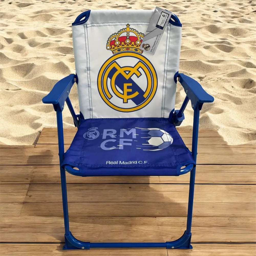 Silla Real Madrid plegable infantil para interior exterior playa piscina 38X32X53CM