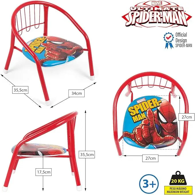 Silla Spiderman infantil para interior exterior de metal 35.5x30x33.5CM