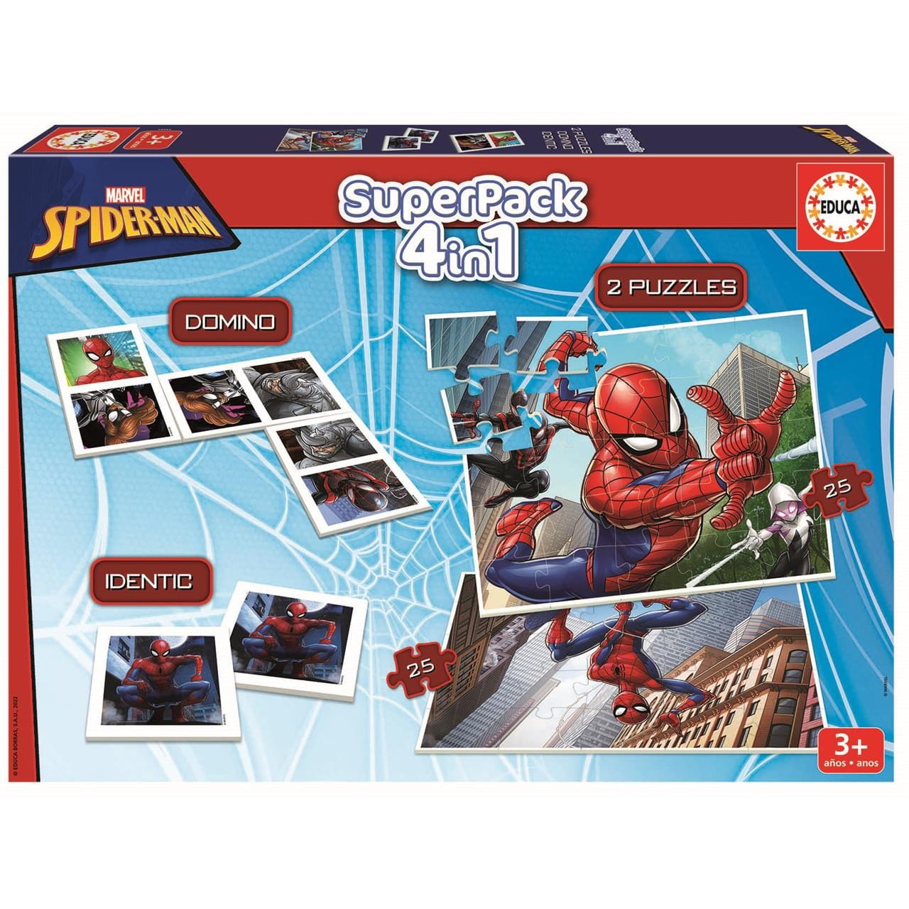 Superpack 4 en 1 Spiderman (Duos Juego de asociación y 2 puzzles) - Juguete