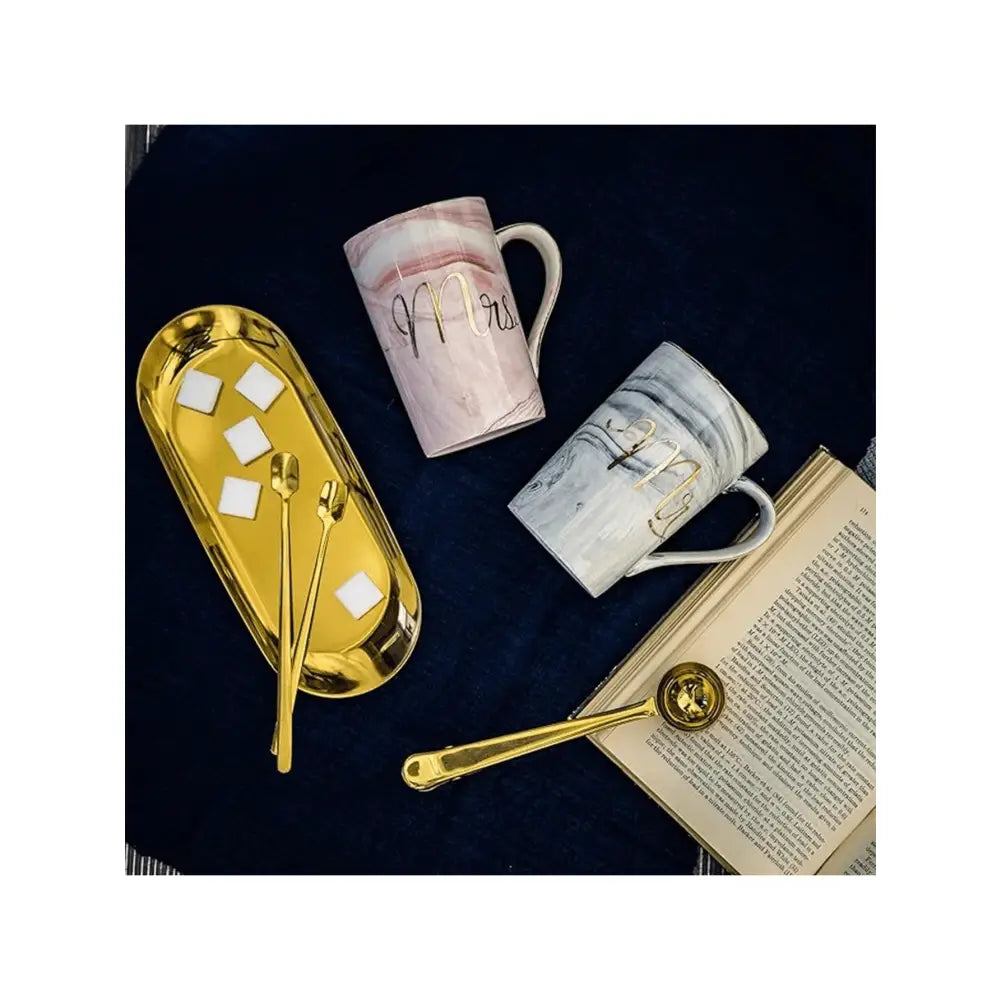Tazas de cerámica diseño marmoleado para parejas set 2 con tapa y cuchara regalo original bodas aniversario tazas café
