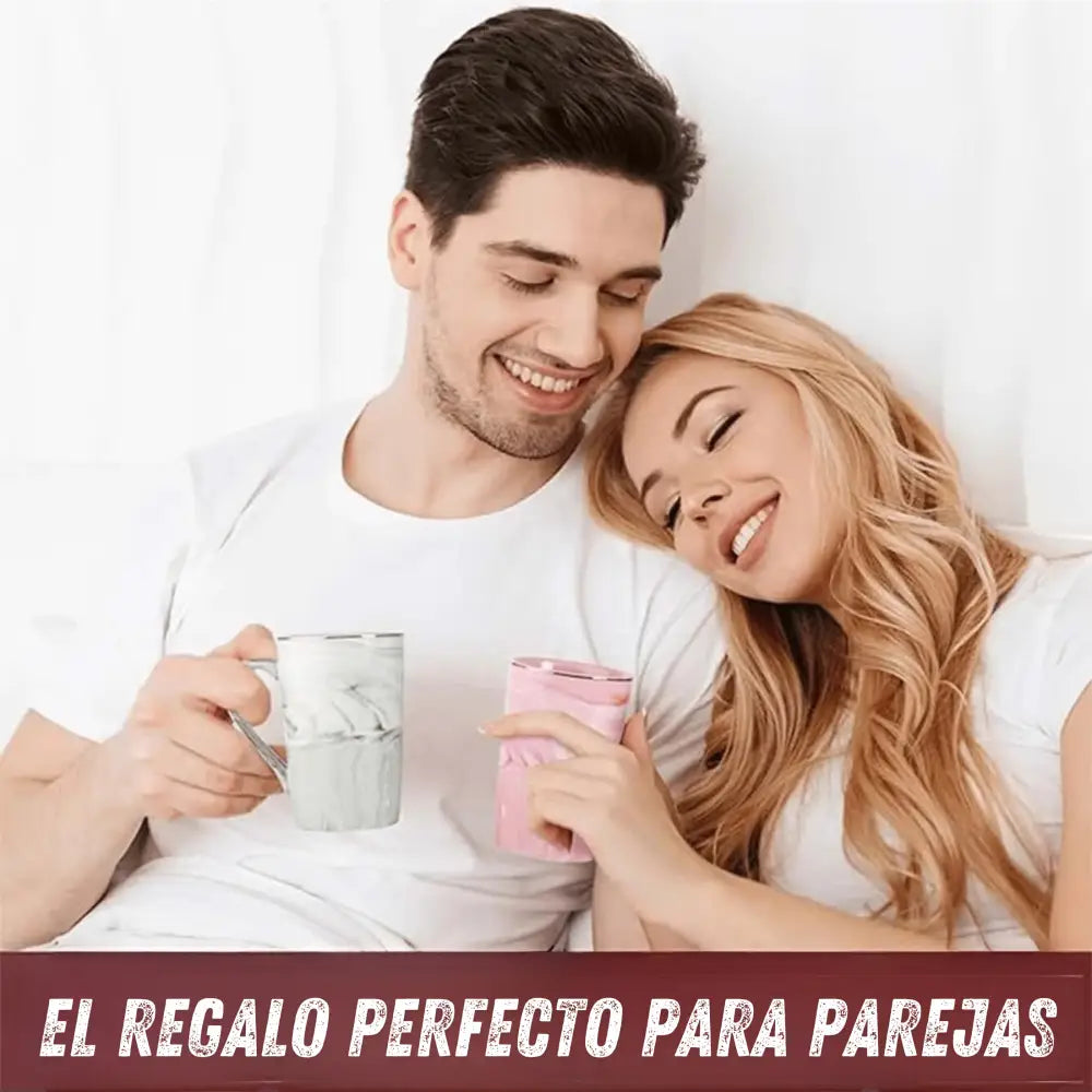 Tazas de cerámica diseño marmoleado para parejas set 2 con tapa y cuchara regalo original bodas aniversario tazas café