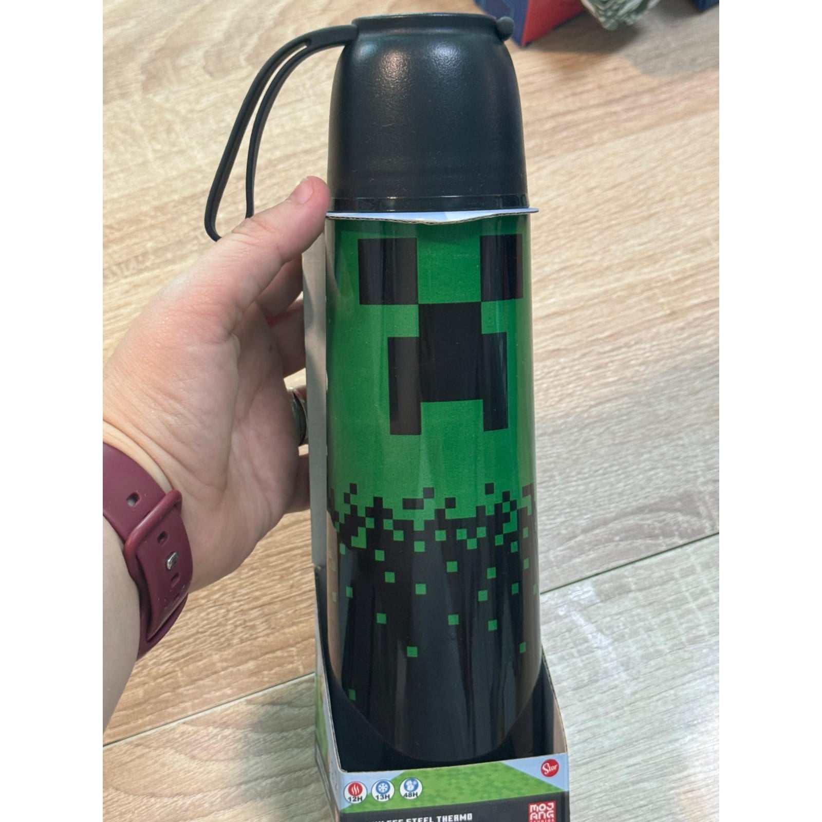 Termo de acero térmico Minecraft 495ml con vaso para bebidas calientes y frías