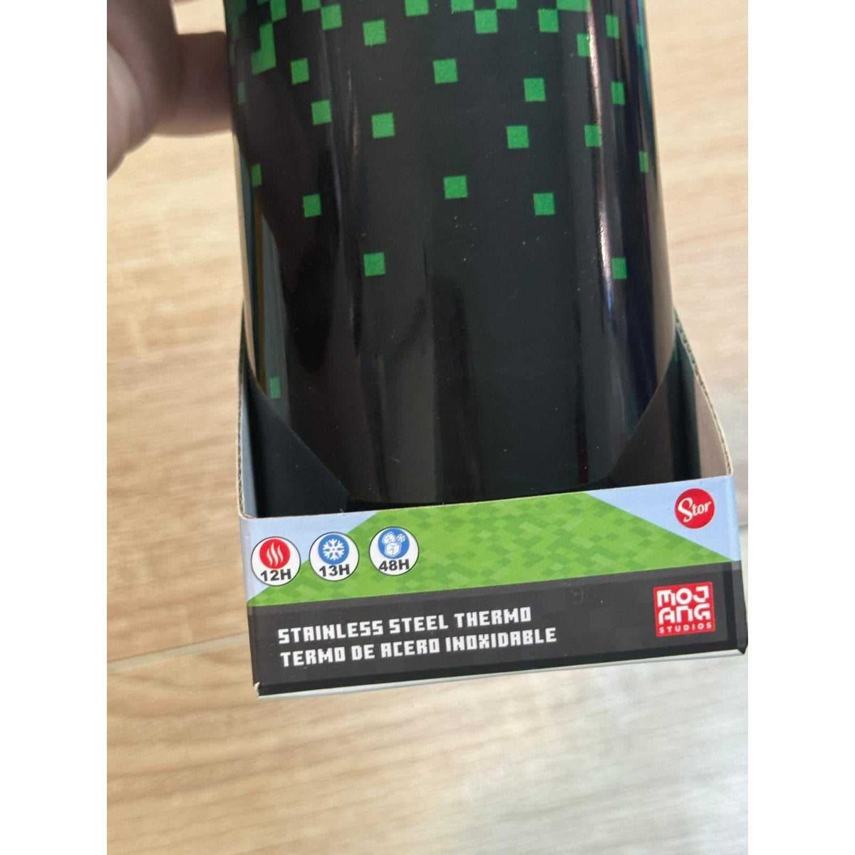 Termo de acero térmico Minecraft 495ml con vaso