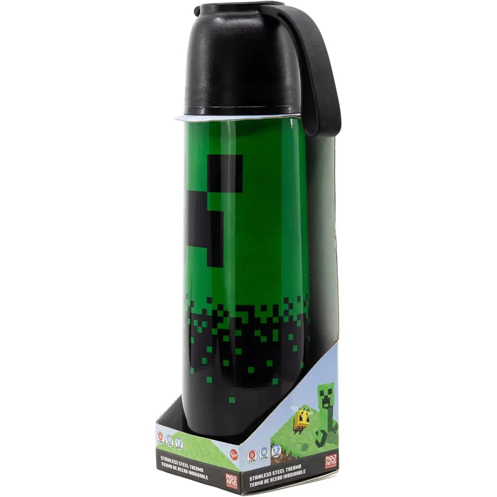 Termo de acero térmico Minecraft 495ml con vaso Botella