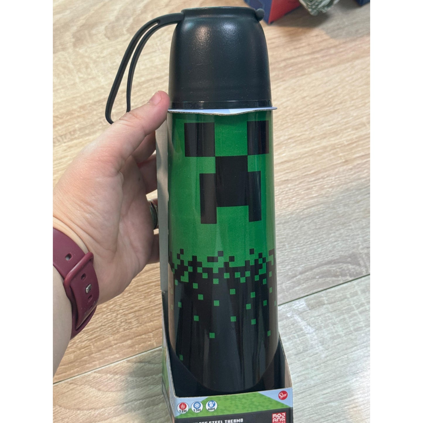 Termo de acero térmico Minecraft 495ml con vaso - Botella