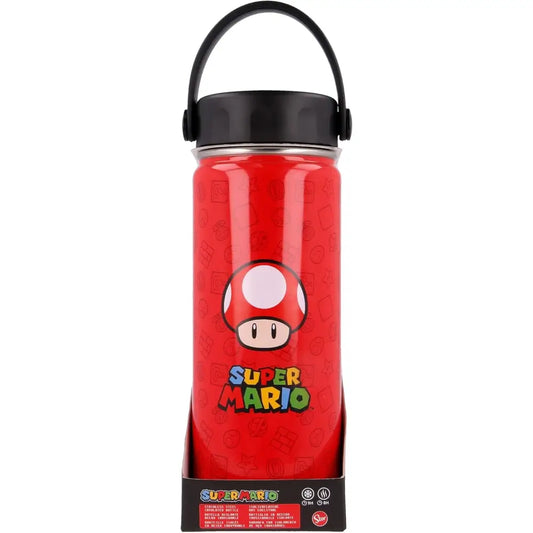 Termo con asa acero inoxidable 530ml tapa de Supermario y seta Botella