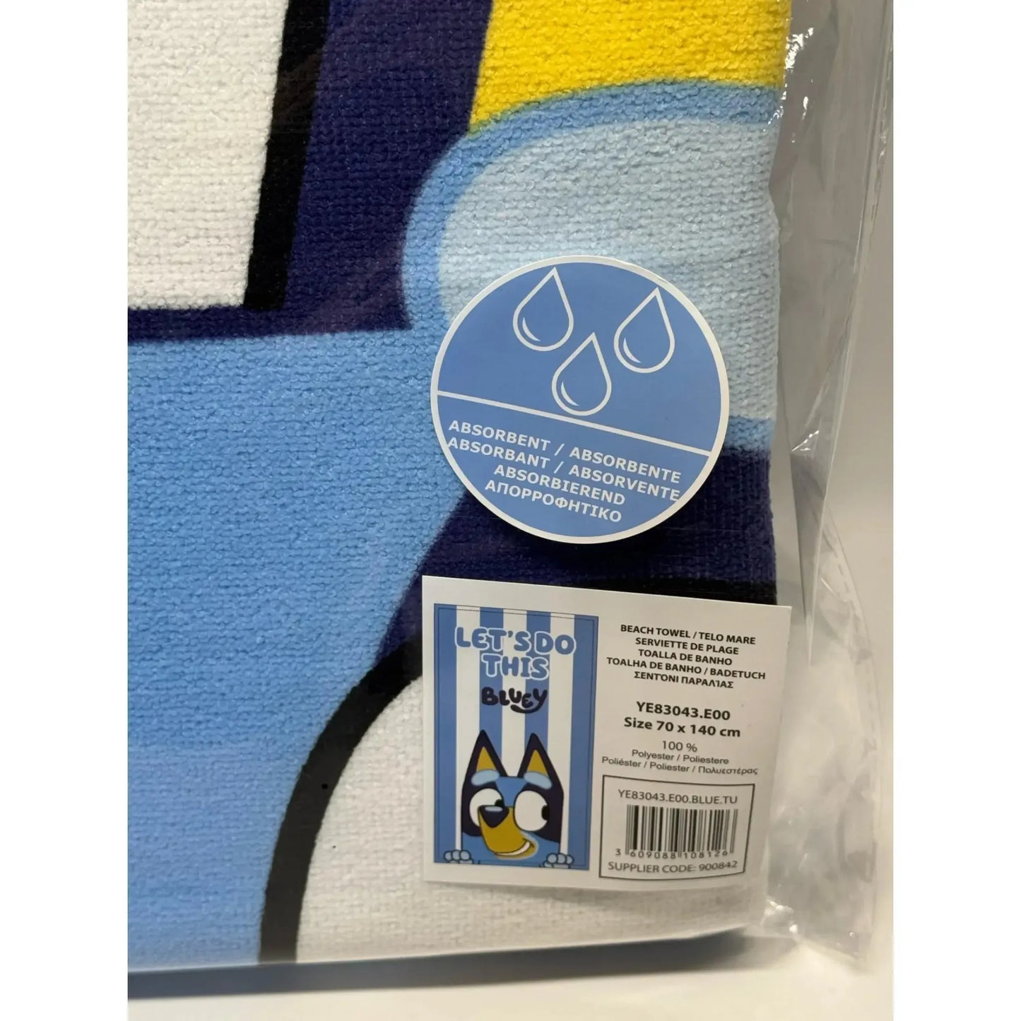Toalla Playa Piscina Bluey Rayas 70x140cm infantil de microfibra para niños